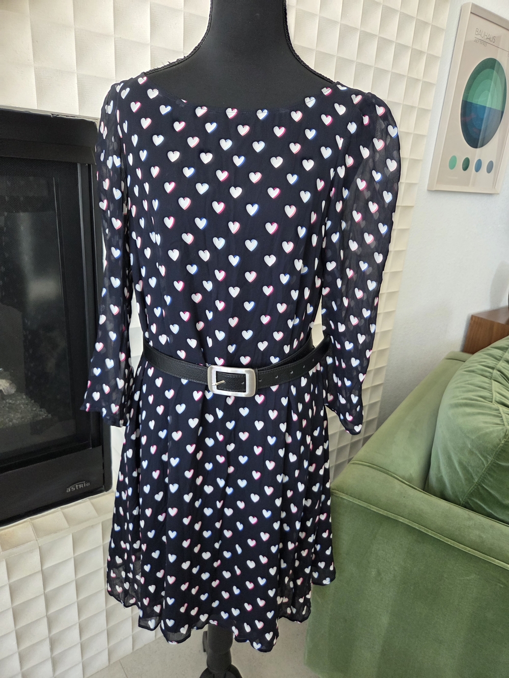 Claudie Perlot $265 Rififi Black Mini Dress Heart Print Back Bow Size 38 - US 8 - Picture 9 of 15